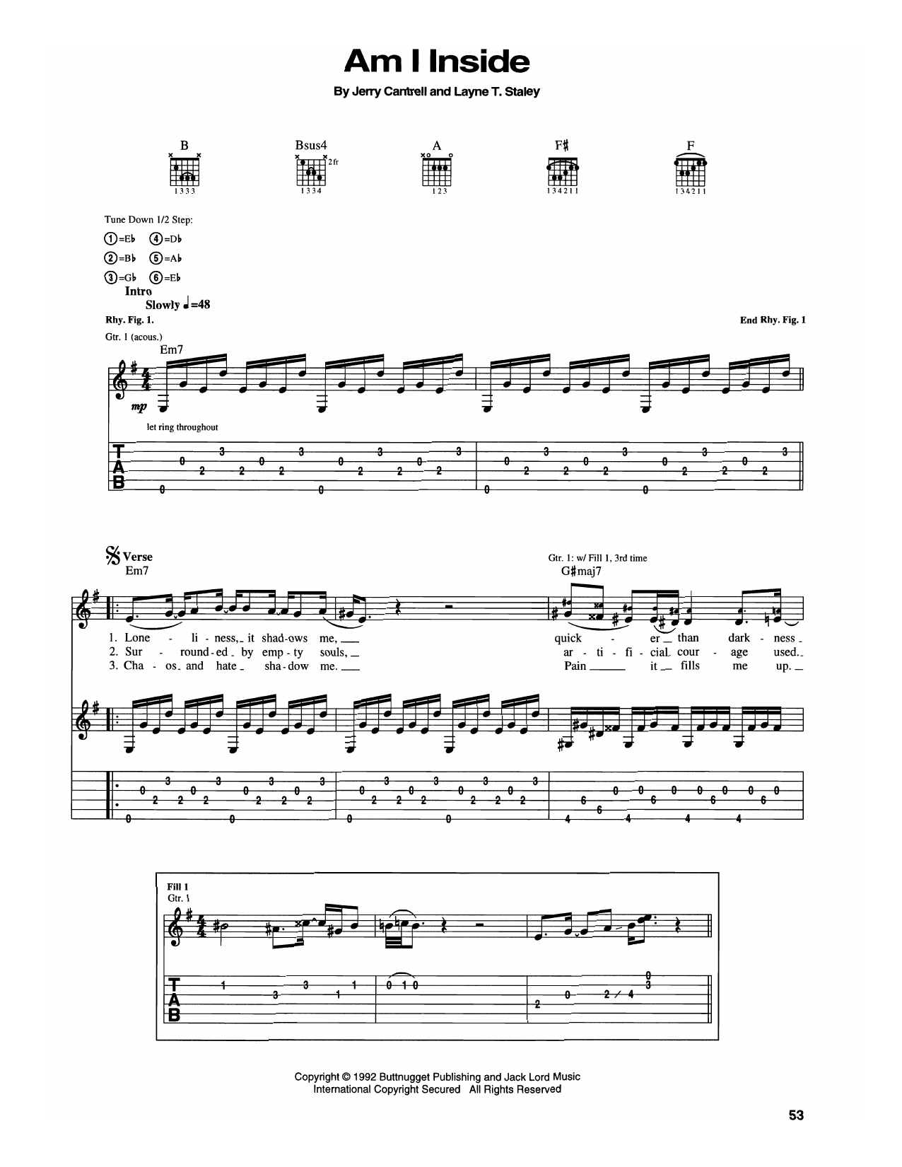 Alice In Chains Am I Inside sheet music notes and chords arranged for Guitar Tab