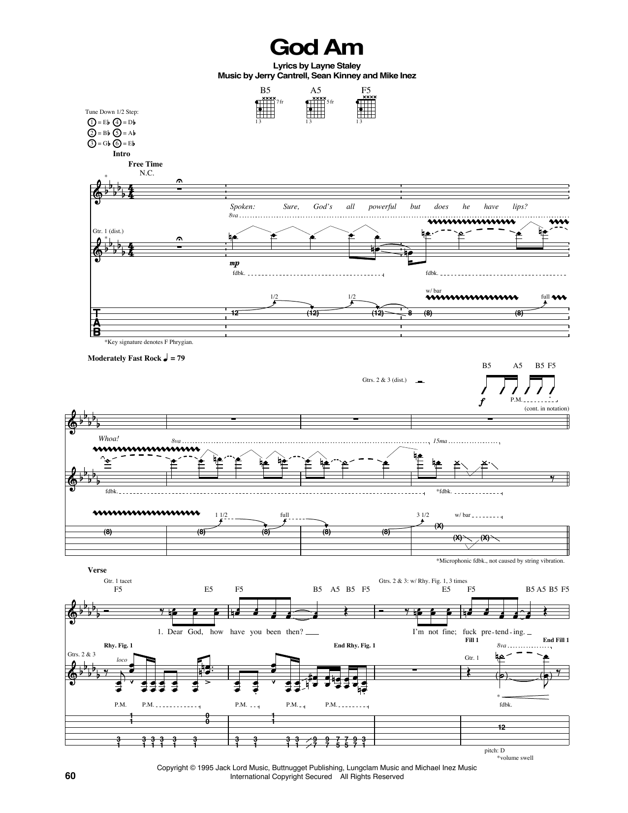 Alice In Chains God Am sheet music notes and chords arranged for Guitar Tab