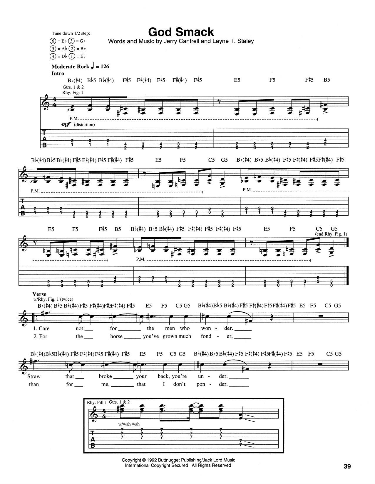 Alice In Chains God Smack sheet music notes and chords arranged for Guitar Tab