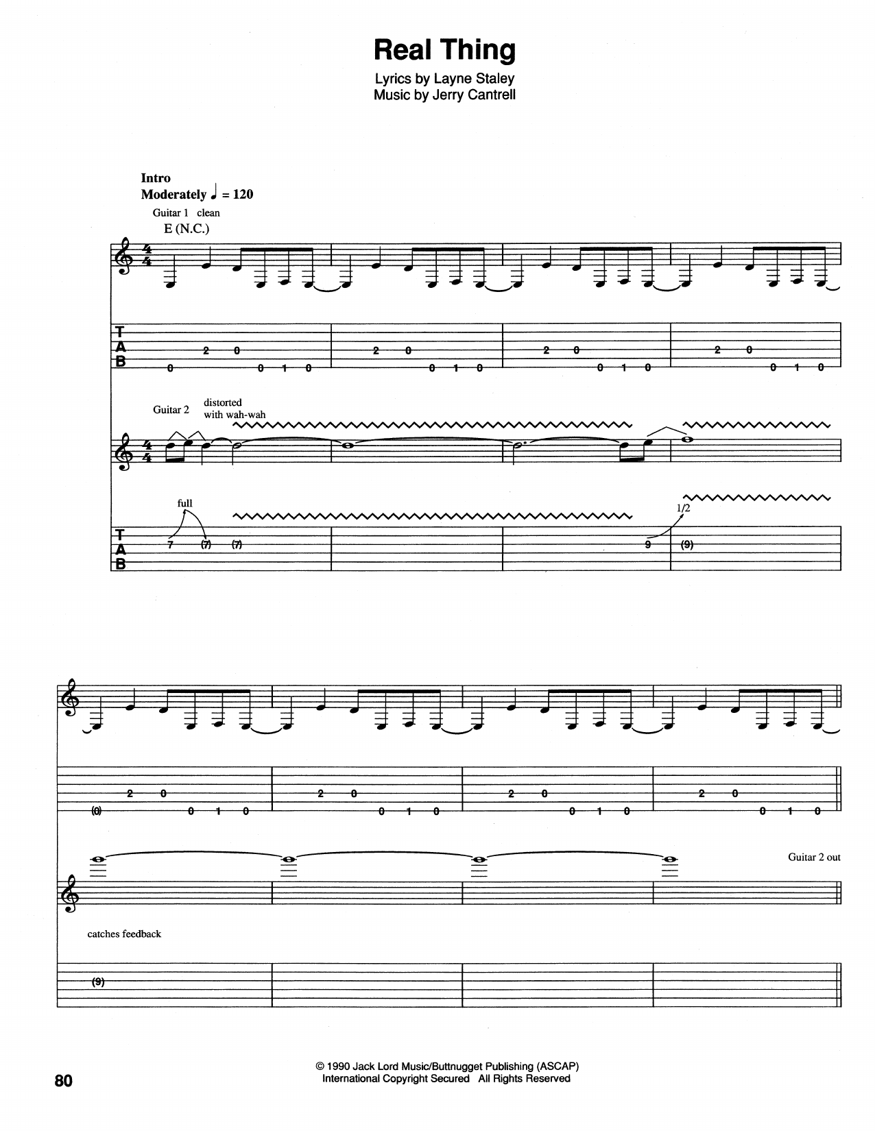 Alice In Chains Real Thing sheet music notes and chords arranged for Guitar Tab