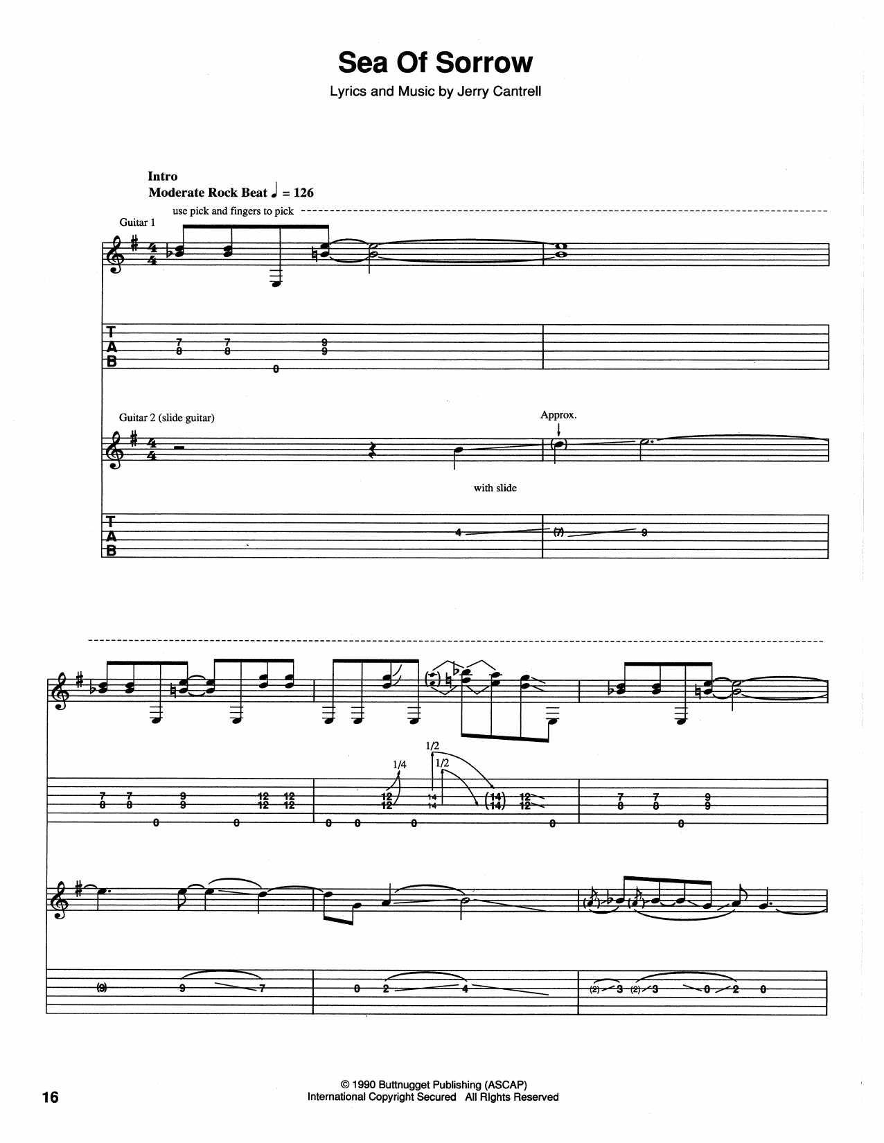 Alice In Chains Sea Of Sorrow sheet music notes and chords arranged for Guitar Tab