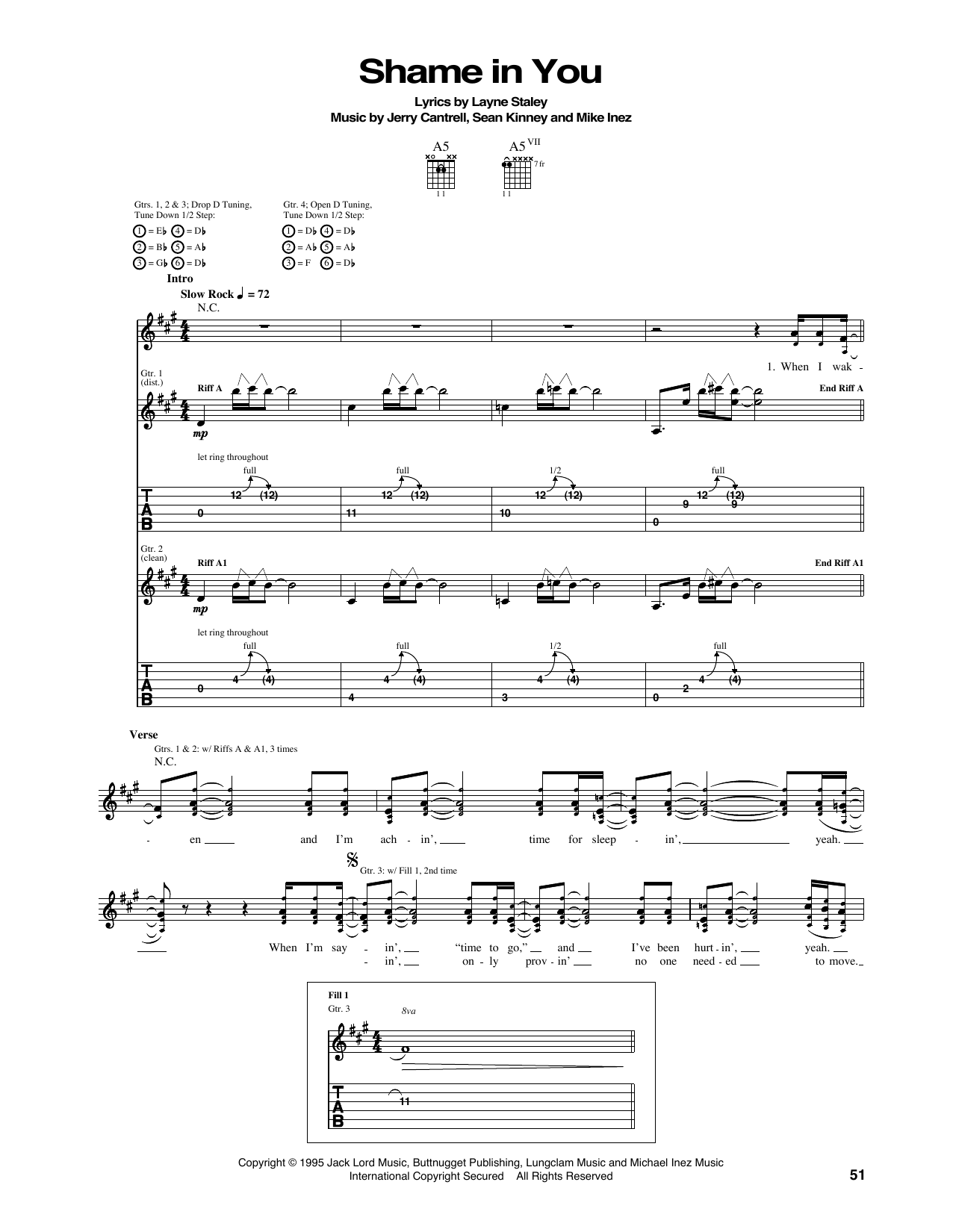Alice In Chains Shame In You sheet music notes and chords arranged for Guitar Tab