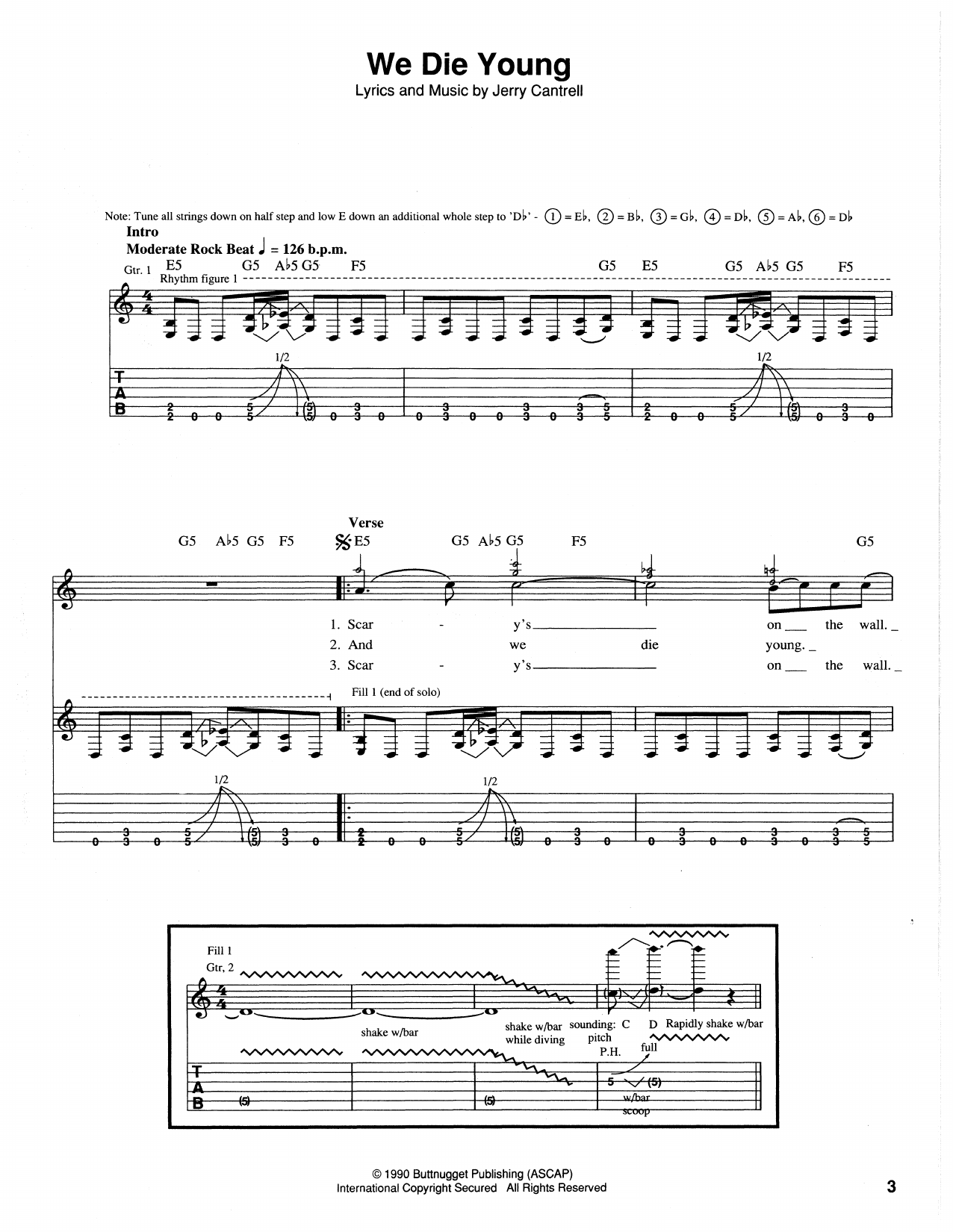 Alice In Chains We Die Young sheet music notes and chords arranged for Guitar Tab