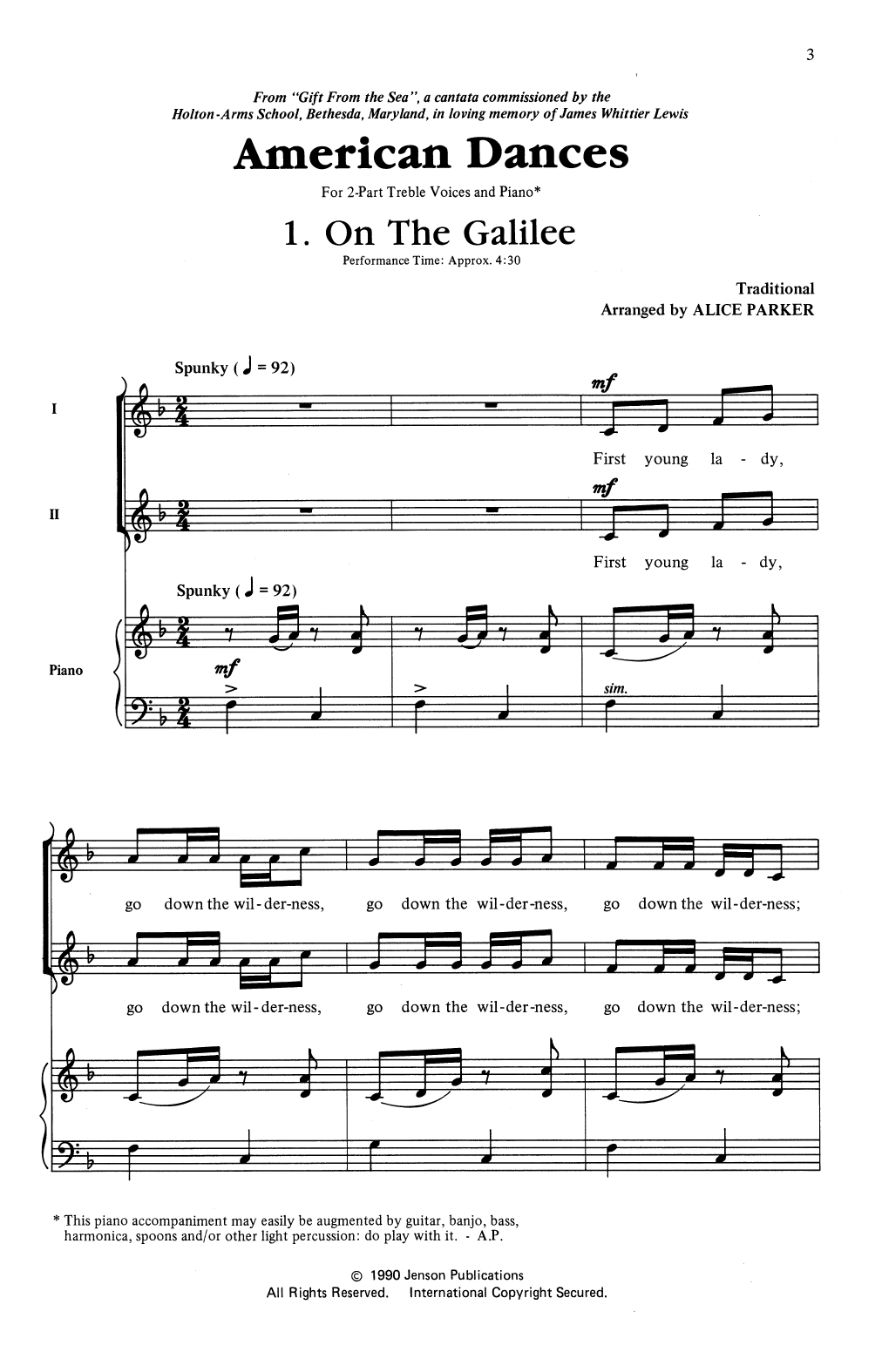Alice Parker American Dances (Collection) sheet music notes and chords arranged for 2-Part Choir
