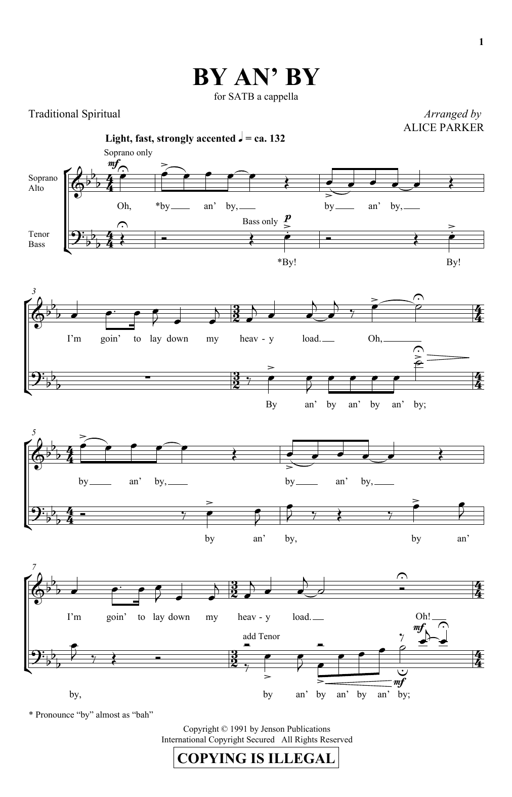 Alice Parker By An' By sheet music notes and chords arranged for SATB Choir