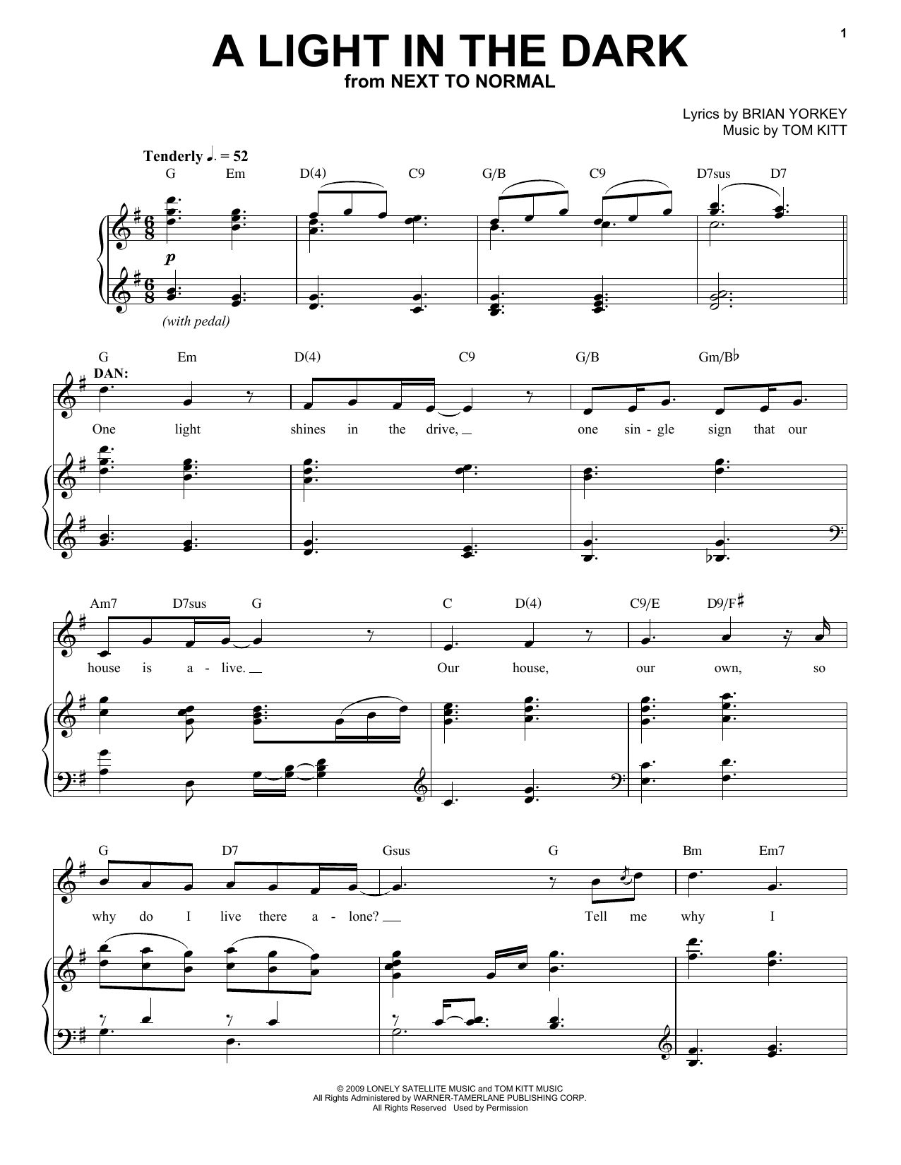 Alice Ripley & Aaron Tveit A Light In The Dark (from Next to Normal) sheet music notes and chords arranged for Piano & Vocal