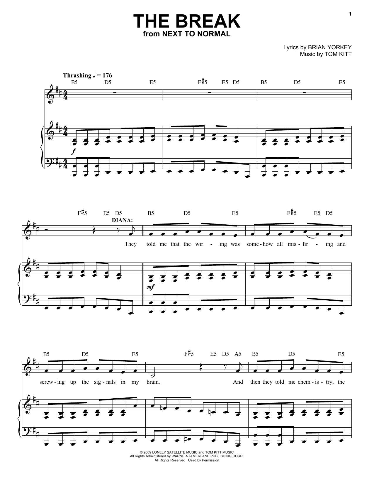 Alice Ripley The Break (from Next to Normal) sheet music notes and chords arranged for Piano & Vocal