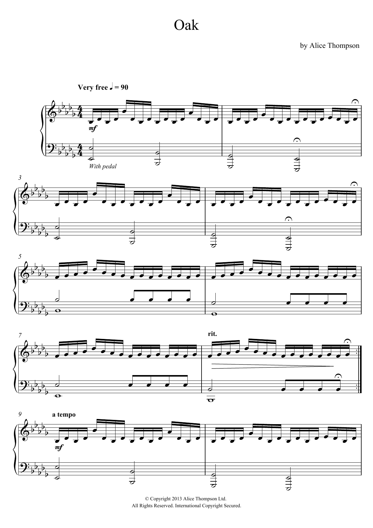 Alice Thompson Oak sheet music notes and chords arranged for Piano Solo