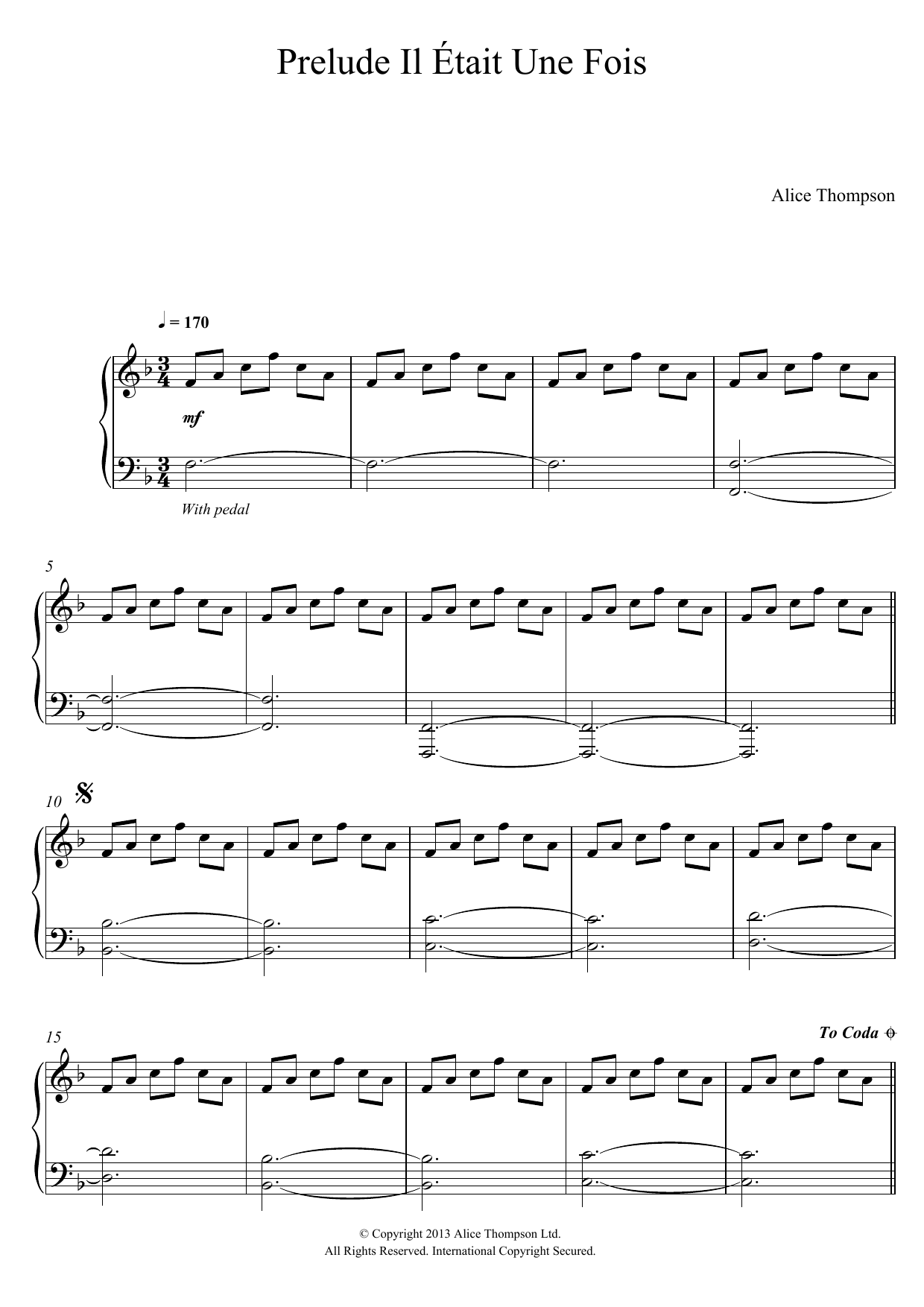 Alice Thompson Prelude: Il Etait Une Fois... sheet music notes and chords arranged for Piano Solo