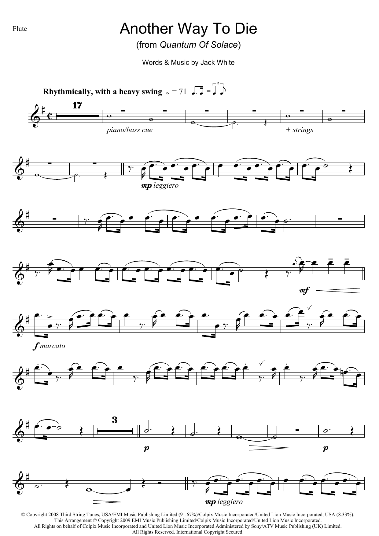 Alicia Keys Another Way To Die sheet music notes and chords arranged for Alto Sax Solo