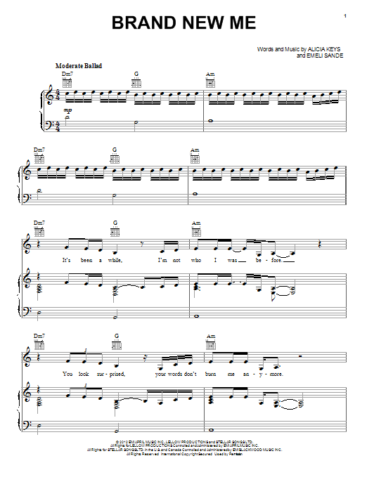 Alicia Keys Brand New Me sheet music notes and chords arranged for Piano, Vocal & Guitar Chords