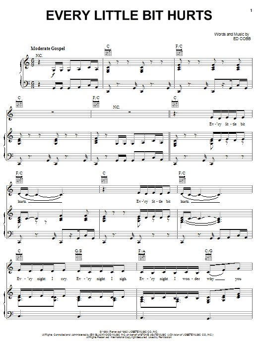 Alicia Keys Every Little Bit Hurts sheet music notes and chords arranged for Piano, Vocal & Guitar Chords (Right-Hand Melody)