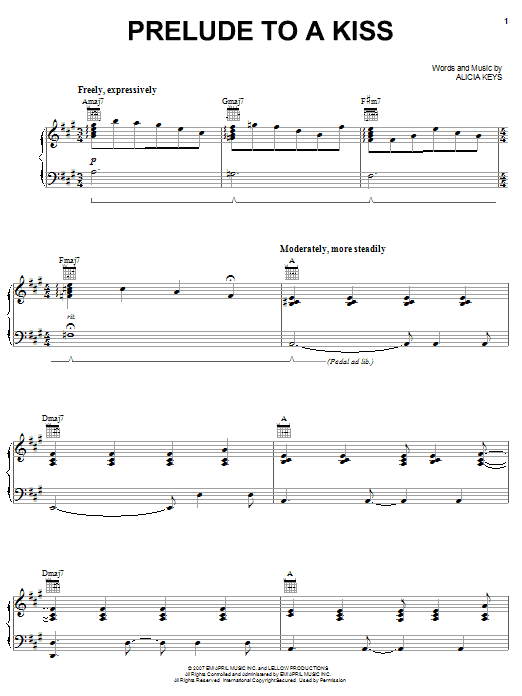 Alicia Keys Prelude To A Kiss sheet music notes and chords arranged for Piano, Vocal & Guitar Chords (Right-Hand Melody)