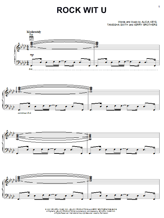 Alicia Keys Rock Wit U sheet music notes and chords arranged for Piano, Vocal & Guitar Chords (Right-Hand Melody)