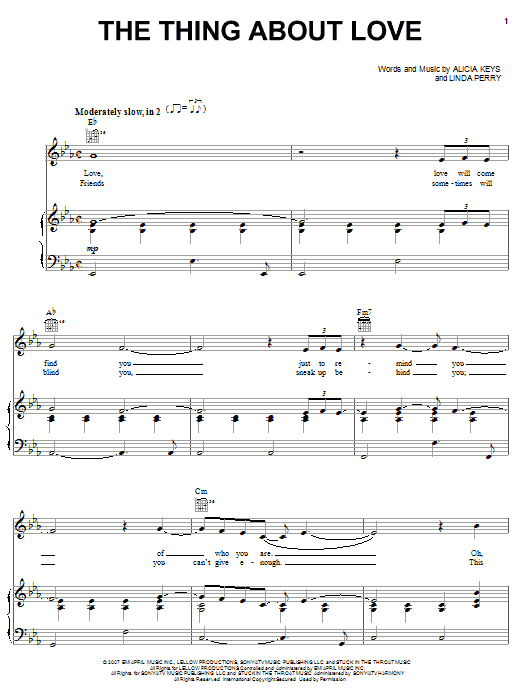 Alicia Keys The Thing About Love sheet music notes and chords arranged for Piano, Vocal & Guitar Chords (Right-Hand Melody)