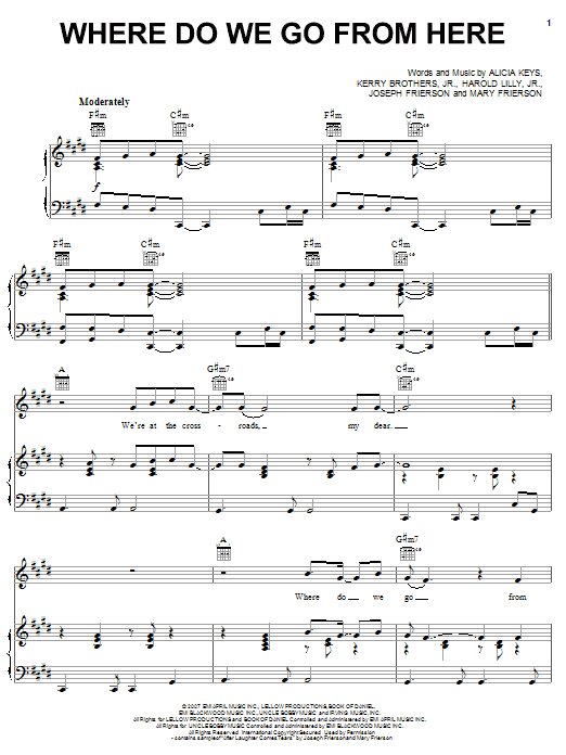Alicia Keys Where Do We Go From Here sheet music notes and chords arranged for Piano, Vocal & Guitar Chords (Right-Hand Melody)