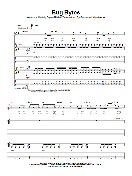 Alien Ant Farm Bug Bytes sheet music notes and chords arranged for Guitar Tab