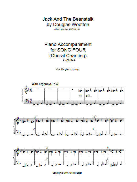Alison Hedger Song 4 (from Jack And The Beanstalk) sheet music notes and chords arranged for Lead Sheet / Fake Book