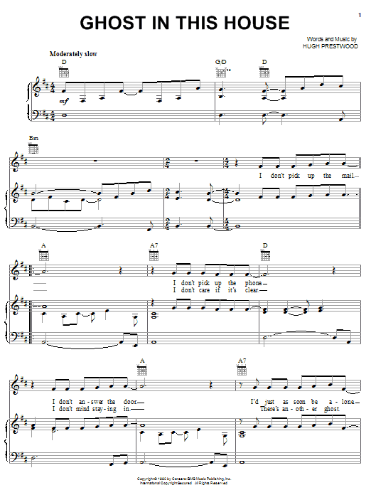 Alison Krauss Ghost In This House sheet music notes and chords arranged for Piano, Vocal & Guitar Chords (Right-Hand Melody)