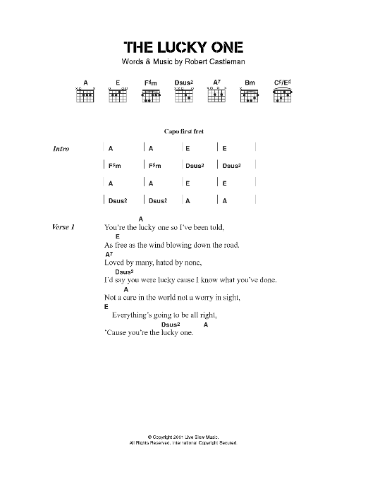 Alison Krauss The Lucky One sheet music notes and chords arranged for Guitar Chords/Lyrics