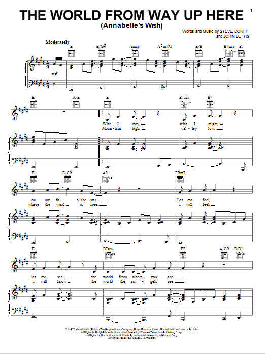 Alison Krauss The World From Way Up Here (Annabelle's Wish) sheet music notes and chords arranged for Piano, Vocal & Guitar Chords (Right-Hand Melody)