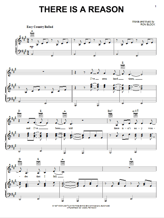 Alison Krauss There Is A Reason sheet music notes and chords arranged for Piano, Vocal & Guitar Chords (Right-Hand Melody)