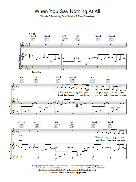 Alison Krauss When You Say Nothing At All sheet music notes and chords arranged for Piano, Vocal & Guitar Chords