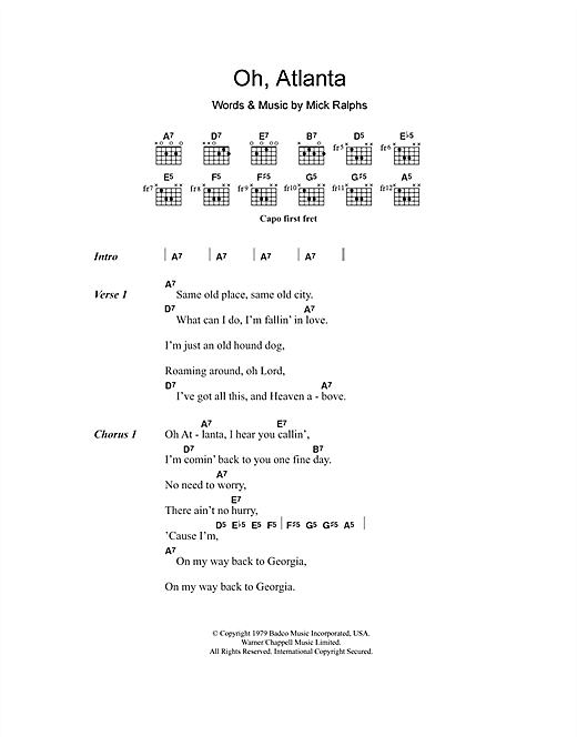 Alison Krauss Oh, Atlanta sheet music notes and chords arranged for Guitar Chords/Lyrics