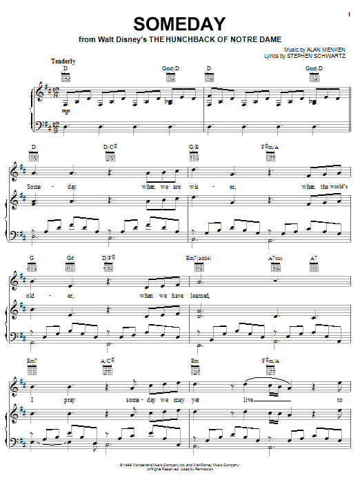 All-4-One Someday (from The Hunchback Of Notre Dame) sheet music notes and chords arranged for Ukulele Chords/Lyrics
