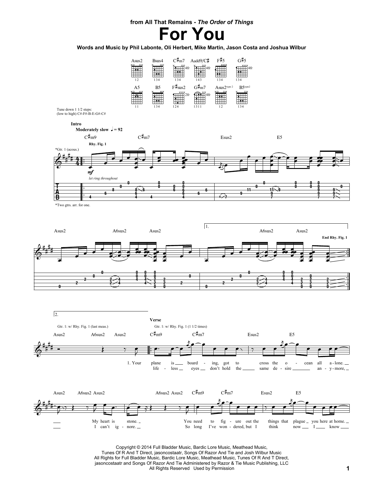 All That Remains For You sheet music notes and chords arranged for Guitar Tab