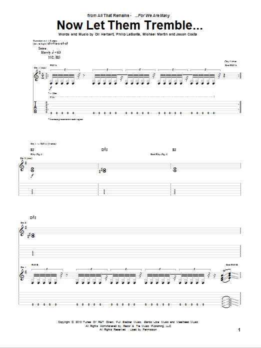 All That Remains Now Let Them Tremble sheet music notes and chords arranged for Guitar Tab