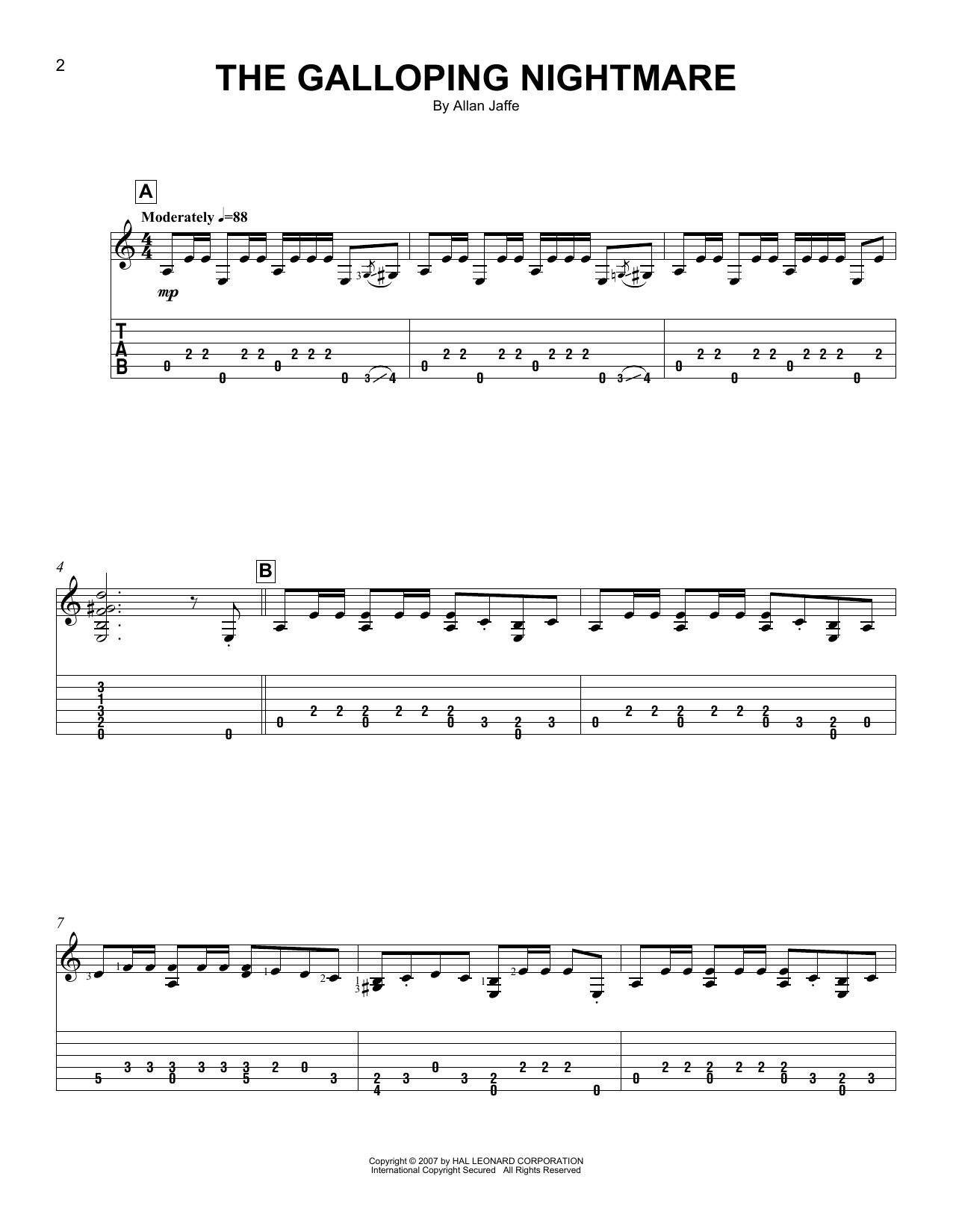 Allan Jaffe The Galloping Nightmare sheet music notes and chords arranged for Easy Guitar Tab