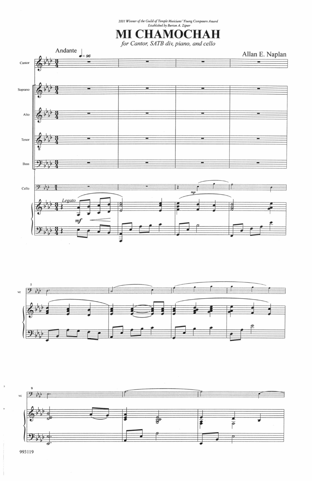 Allan Naplan Mi Chamochah (Who Is Like You) sheet music notes and chords arranged for SATB Choir