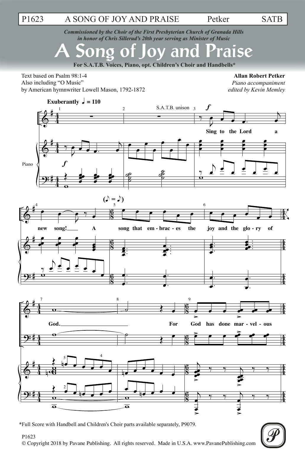 Allan Petker A Song Of Joy And Praise sheet music notes and chords arranged for SATB Choir