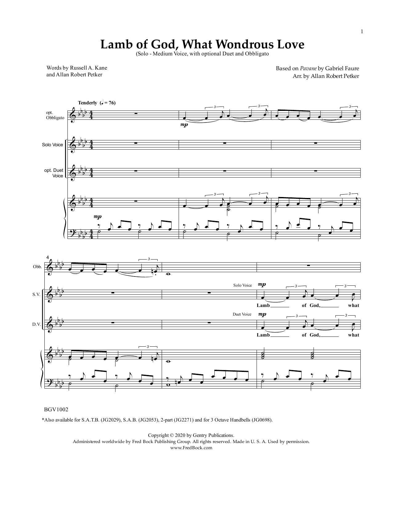 Allan Petker Lamb of God, What Wondrous Love sheet music notes and chords arranged for Piano & Vocal