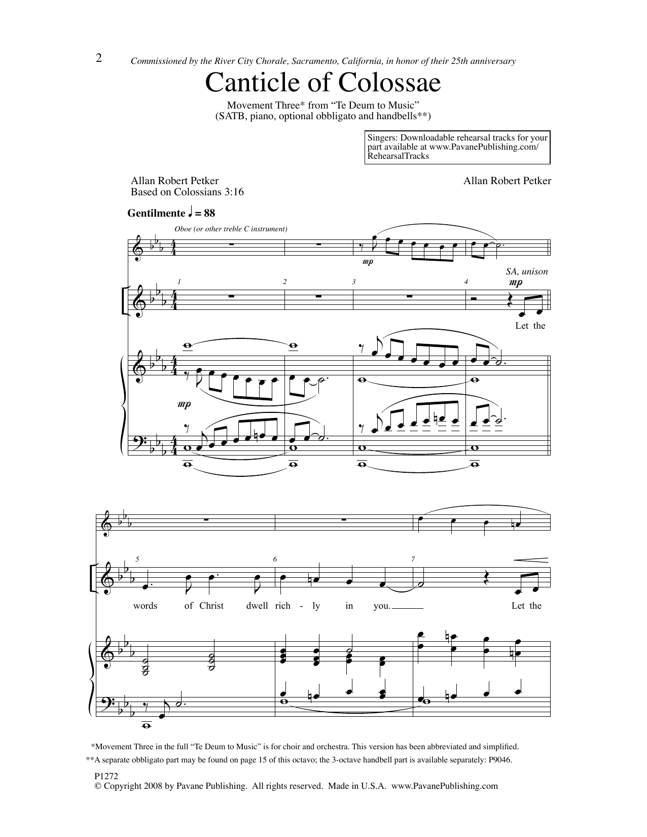 Allan Robert Petker Canticle Of Colossae sheet music notes and chords arranged for SATB Choir