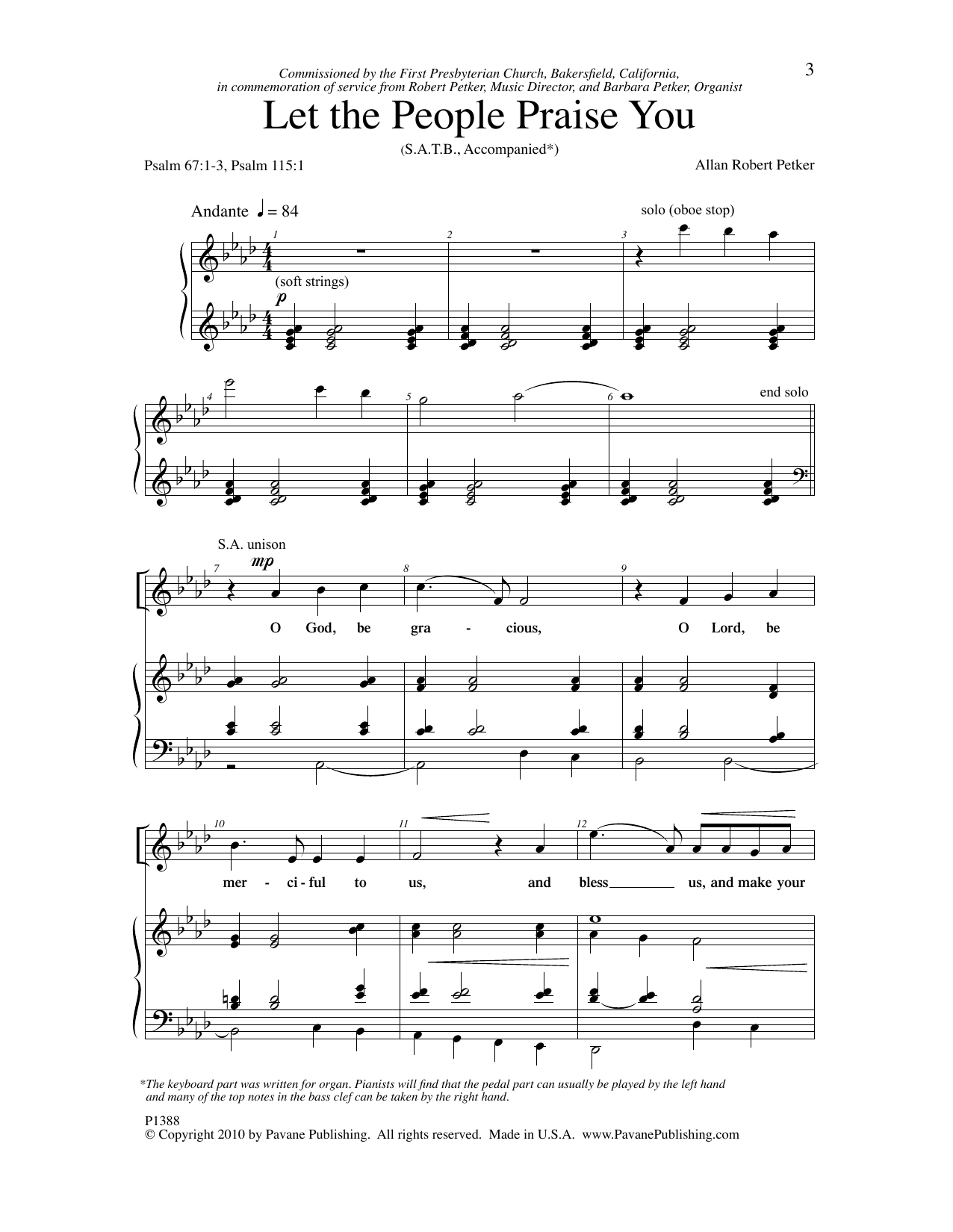 Allan Robert Petker Let The People Praise You sheet music notes and chords arranged for SATB Choir