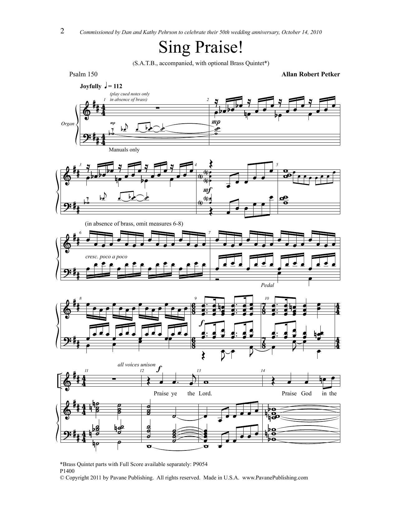 Allan Robert Petker Sing Praise! sheet music notes and chords arranged for SATB Choir