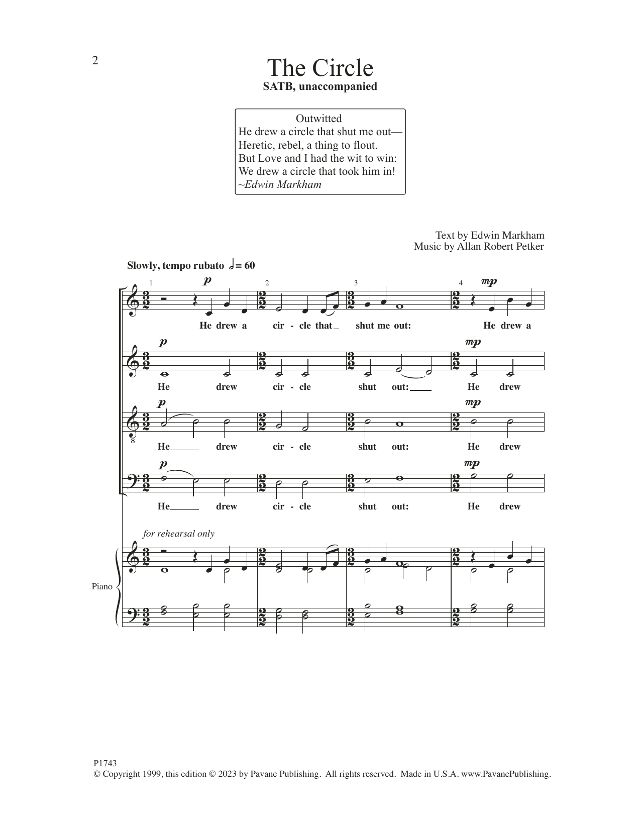 Allan Robert Petker The Circle sheet music notes and chords arranged for SATB Choir