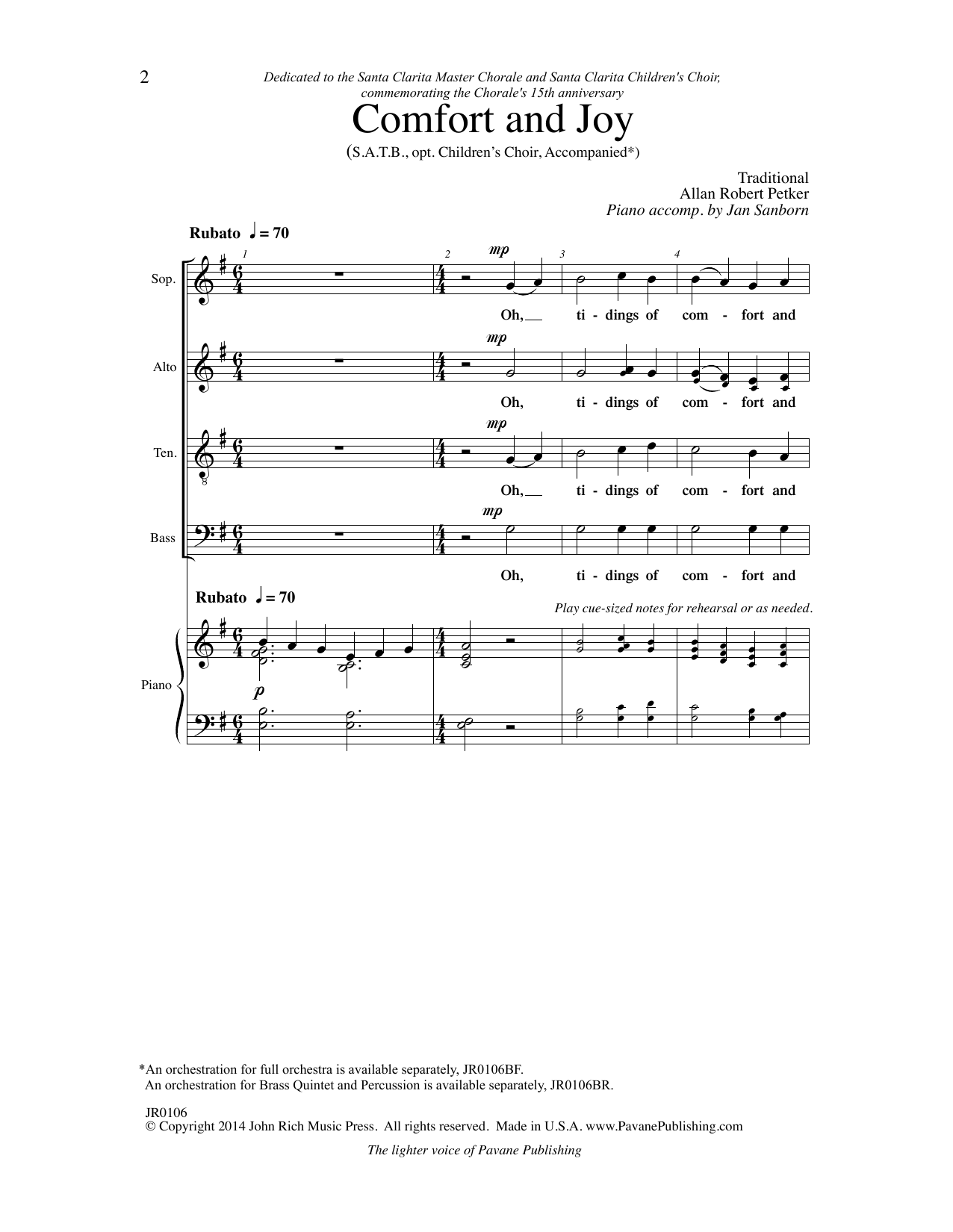 Allan Robert Petker Comfort and Joy sheet music notes and chords arranged for SATB Choir