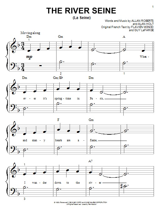 Allan Roberts The River Seine (La Seine) sheet music notes and chords arranged for Piano Solo