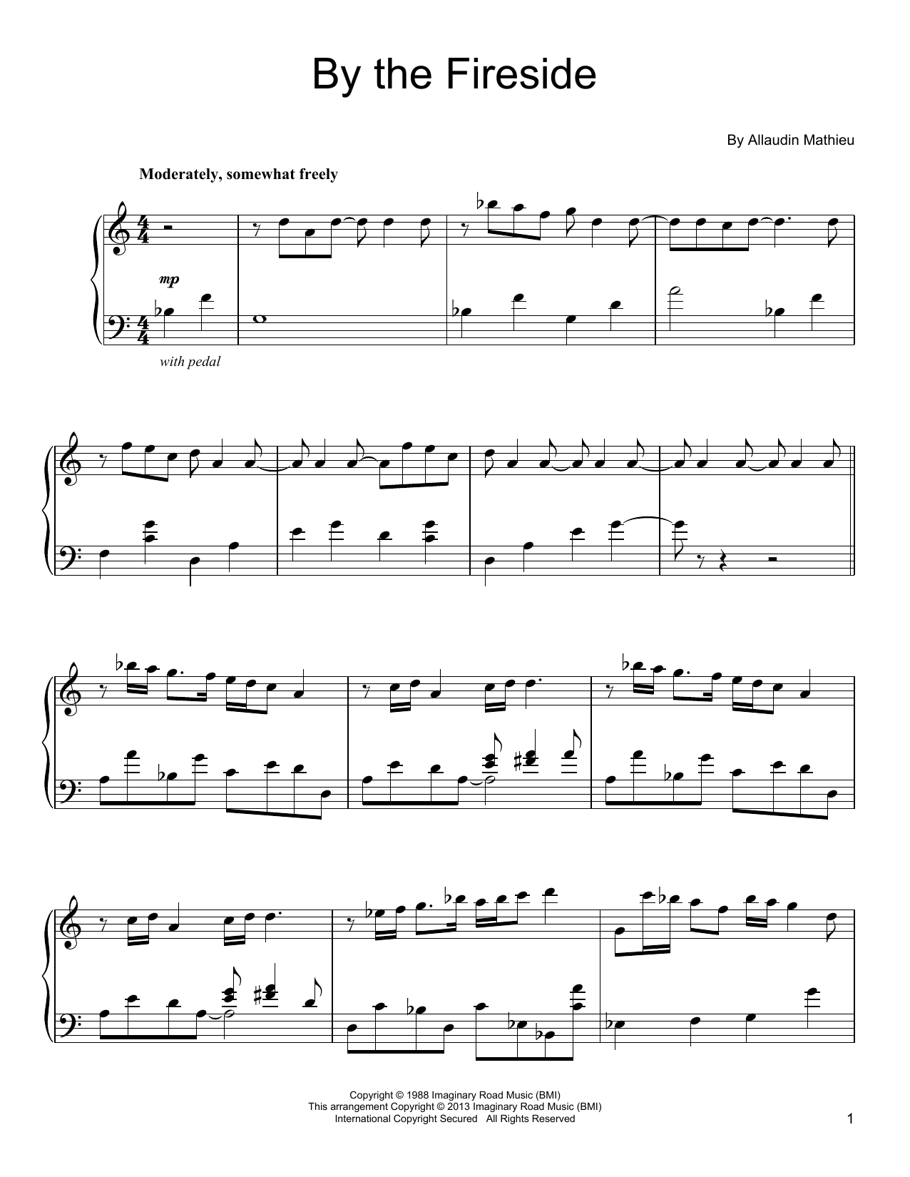 Allaudin Mathieu By The Fireside sheet music notes and chords arranged for Piano Solo