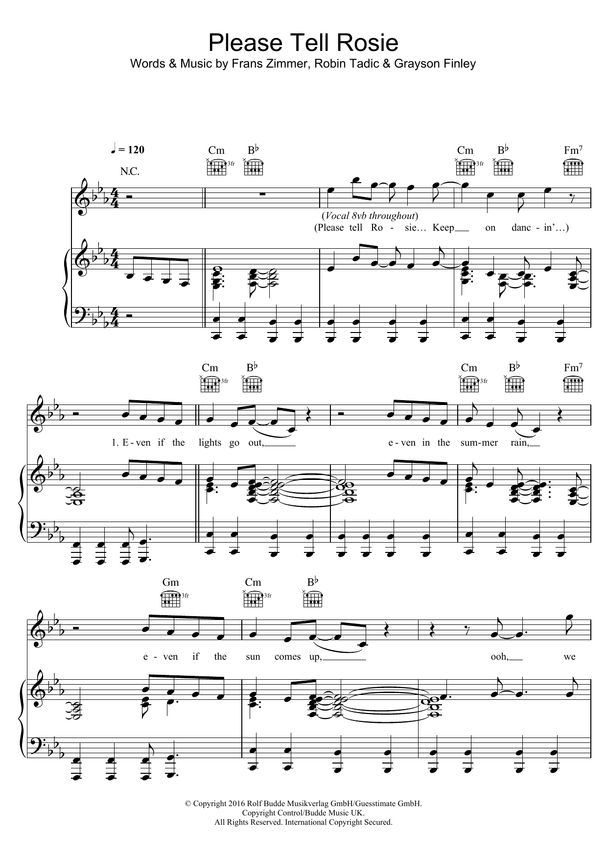Alle Farben Please Tell Rosie sheet music notes and chords arranged for Piano, Vocal & Guitar Chords