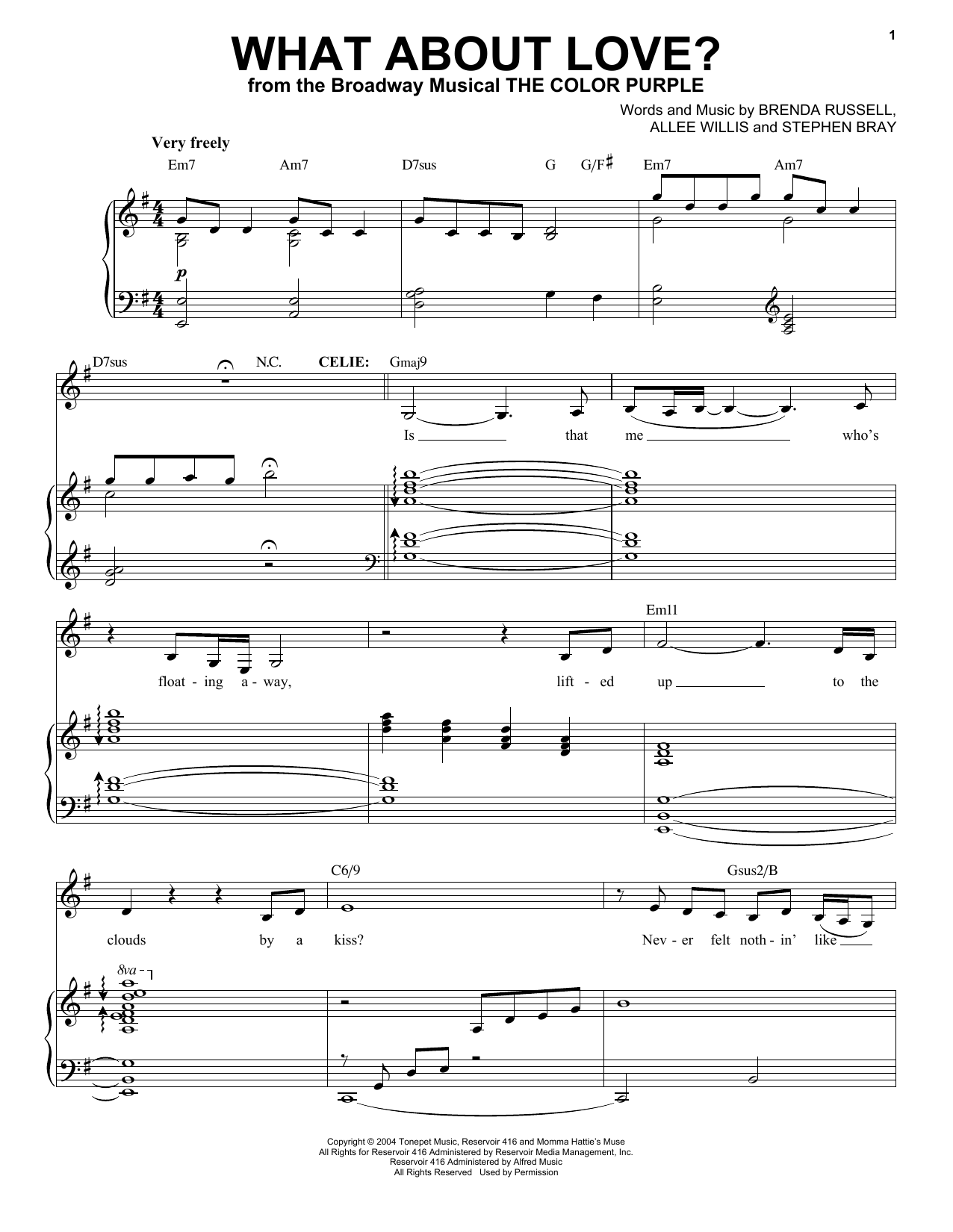Allee Willis What About Love? sheet music notes and chords arranged for Piano & Vocal
