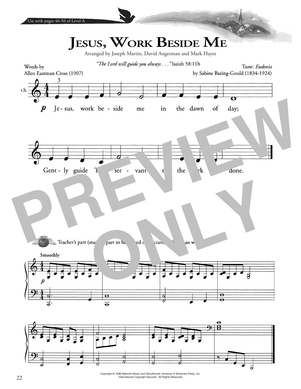 Allen Eastman Cross Jesus, Work Beside Me sheet music notes and chords arranged for Piano Method