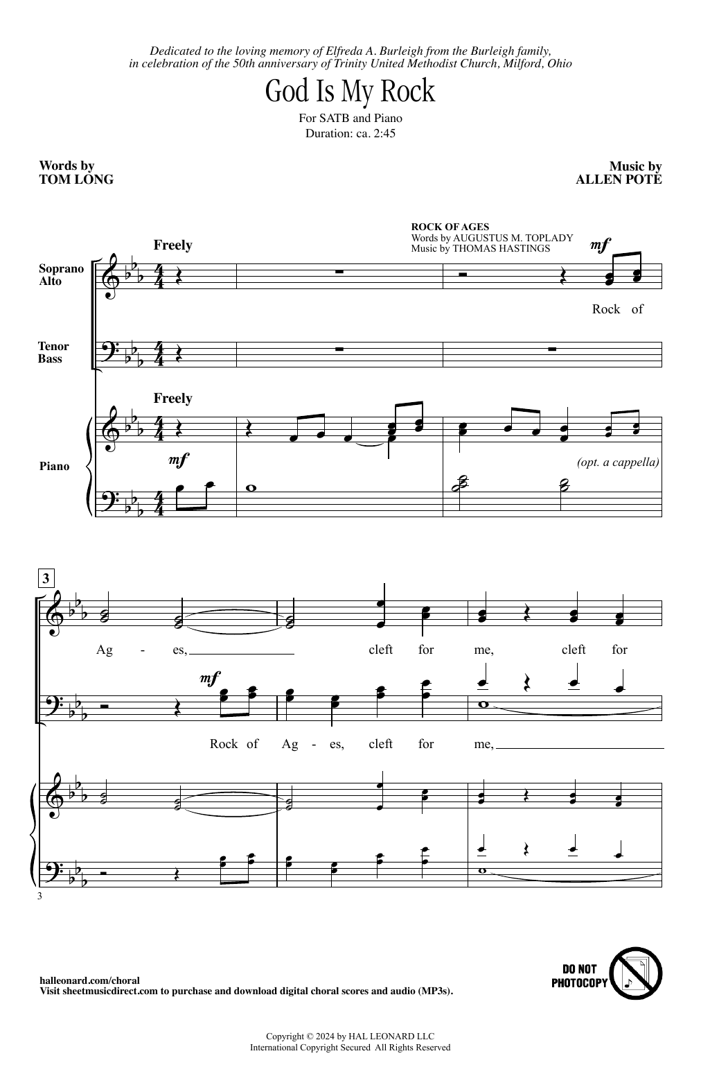 Allen Pote God Is My Rock sheet music notes and chords arranged for SATB Choir