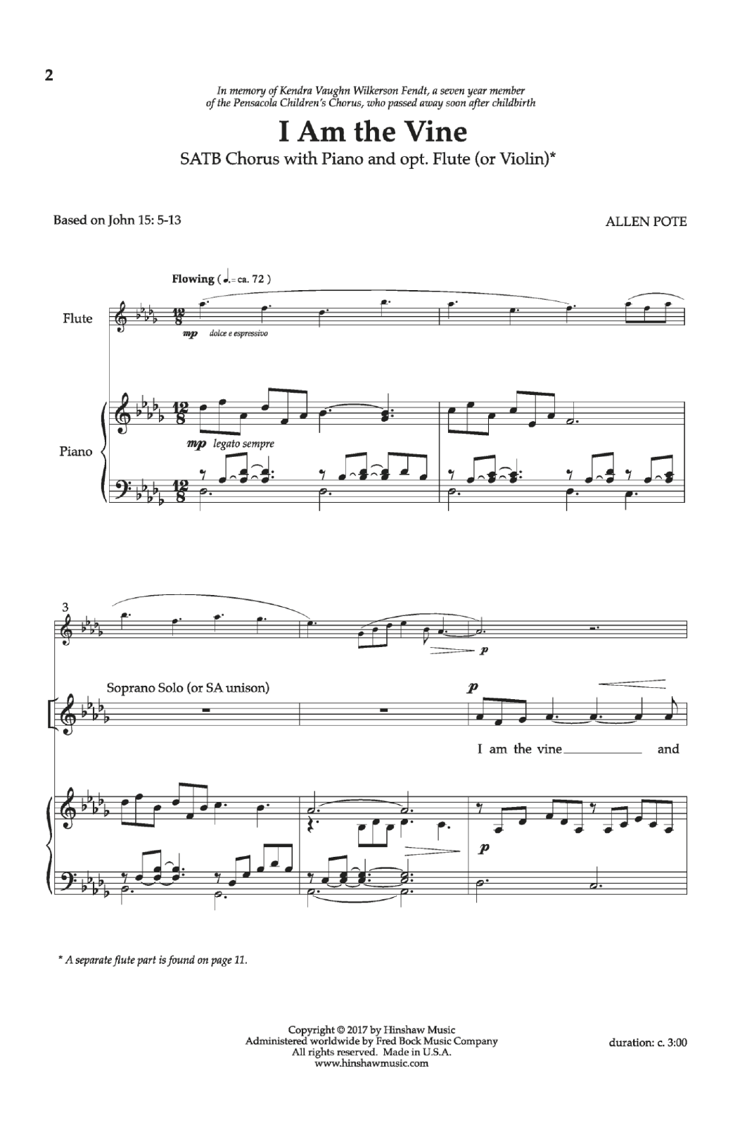 Allen Pote I Am the Vine sheet music notes and chords arranged for SATB Choir
