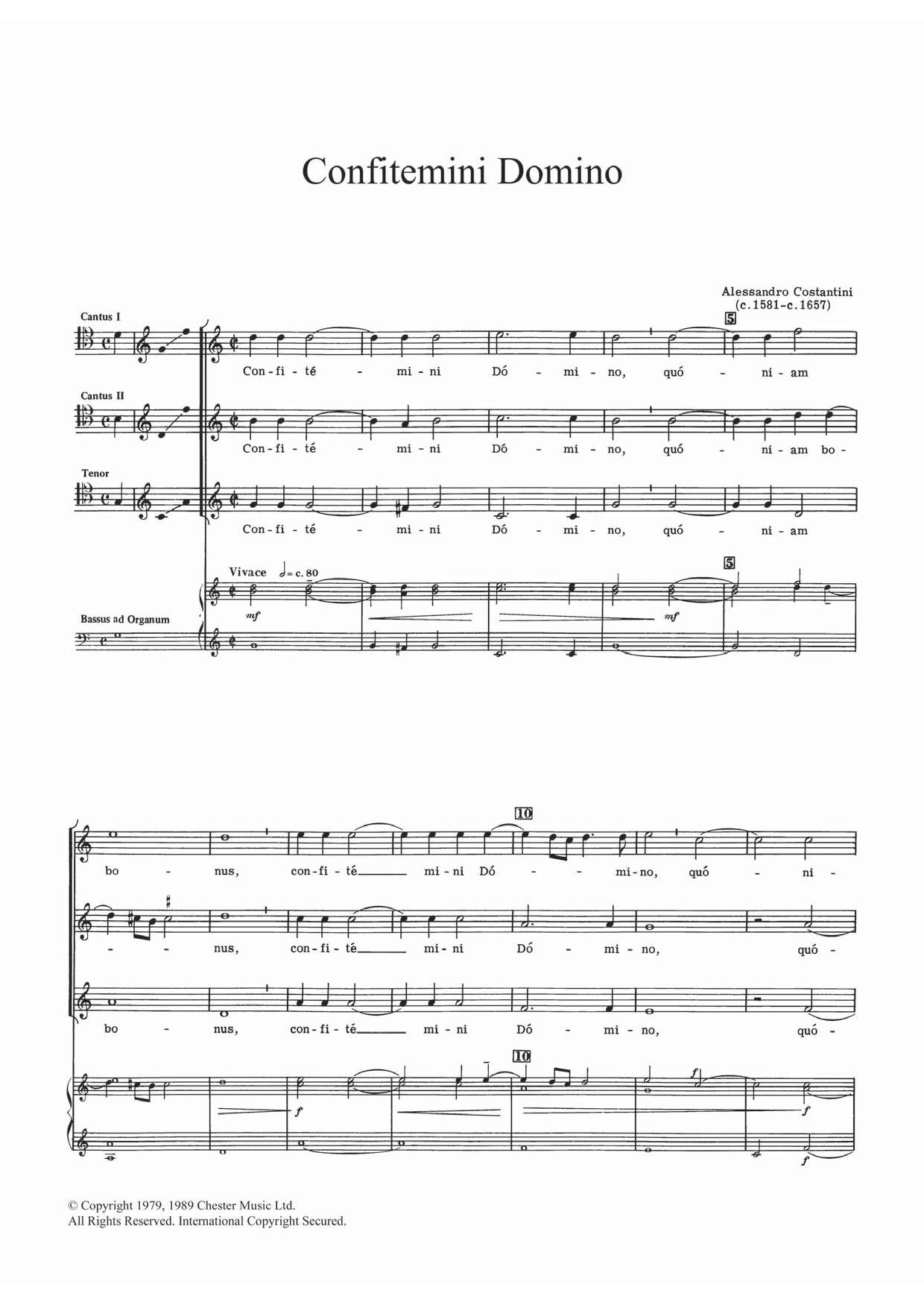 Allessandro Constantini Confitemini Domino sheet music notes and chords arranged for 3-Part Mixed Choir