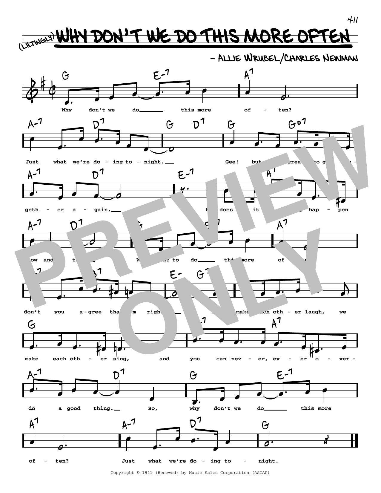 Allie Wrubel Why Don't We Do This More Often (Low Voice) sheet music notes and chords arranged for Real Book – Melody, Lyrics & Chords