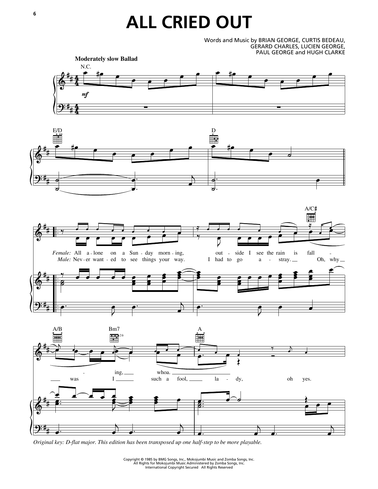 Allure All Cried Out (feat. 112) sheet music notes and chords arranged for Piano, Vocal & Guitar Chords (Right-Hand Melody)